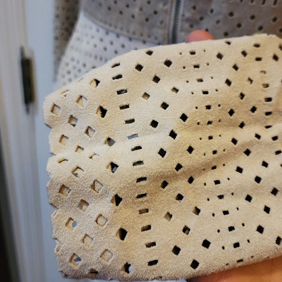 BCBG Perforated Faux Suede Zip Jacket - Picture 6 of 14